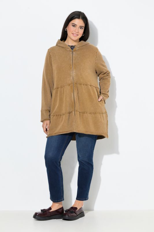 Tiered Flounce Panel Zip Up Hoodie