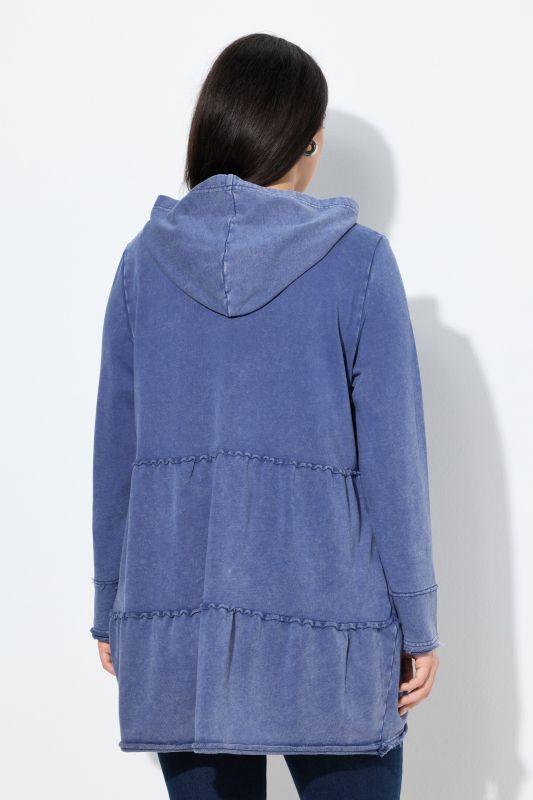 Tiered Flounce Panel Zip Up Hoodie