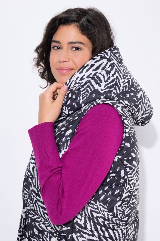 HYPRAR Long Quilted Allover Print Vest