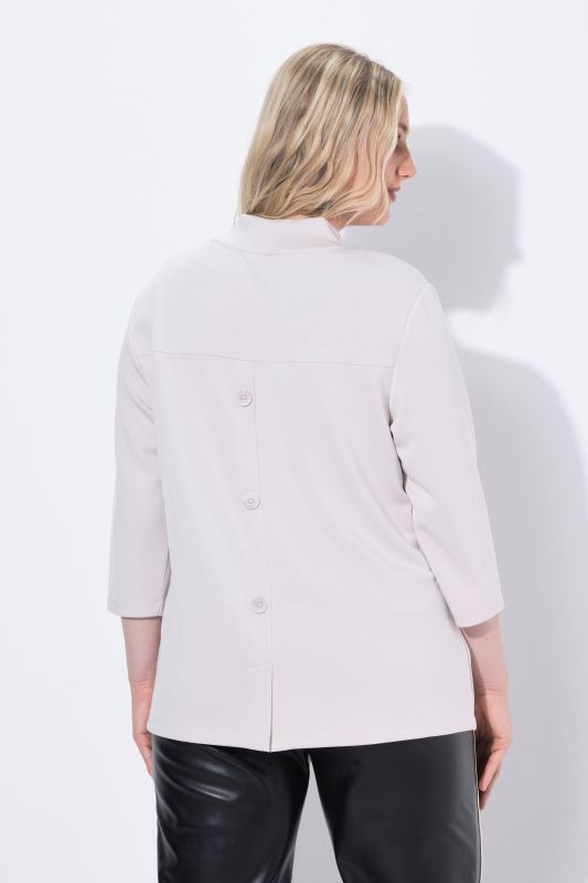 Decorative Button 3/4 Sleeve Sweatshirt