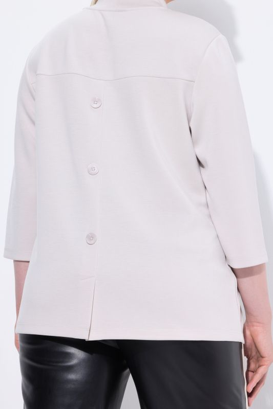Decorative Button 3/4 Sleeve Sweatshirt