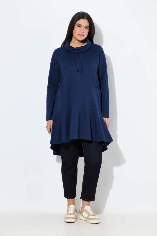 Flounce Panel Long Sleeve Sweatshirt Dress
