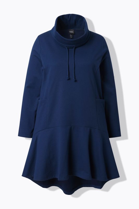Flounce Panel Long Sleeve Sweatshirt Dress