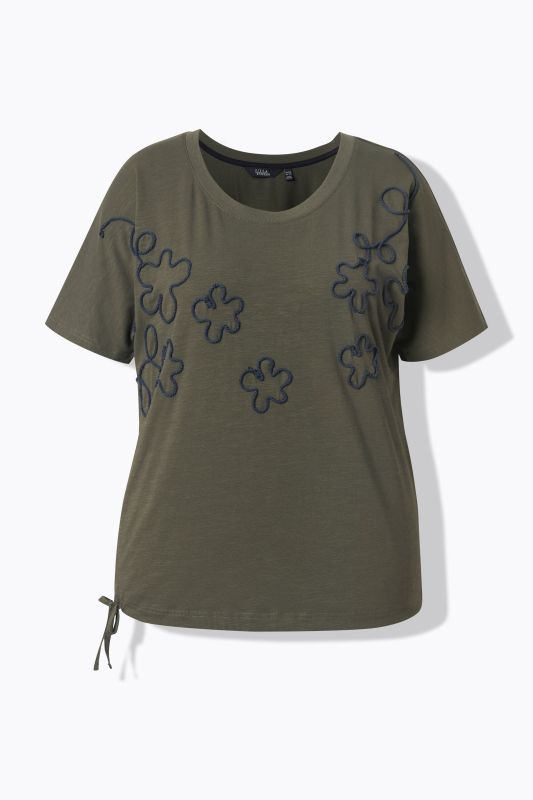 Rope Embroidered Flower Short Sleeve Tee