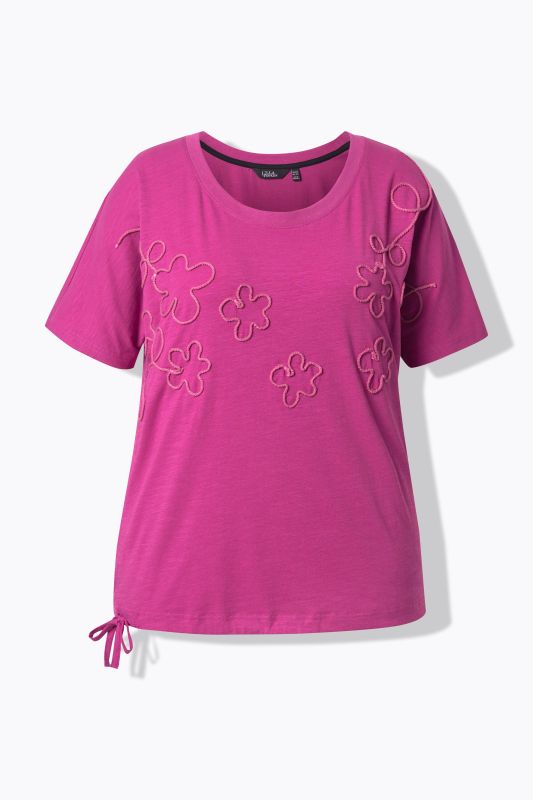 Rope Embroidered Flower Short Sleeve Tee