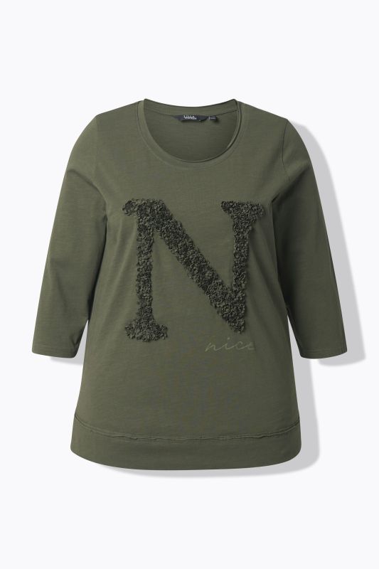 Textured Lettering 3/4 Sleeve Tee