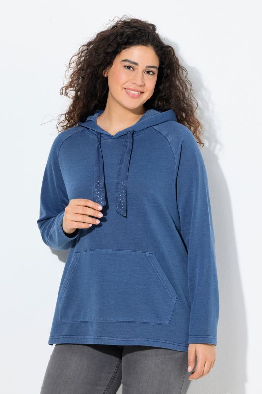 Rhinestone Drawstring Moon Wash Hoodie