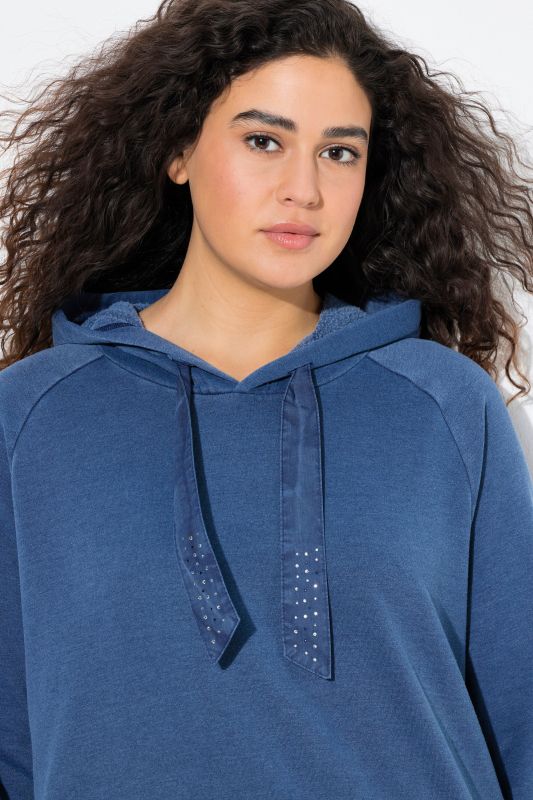 Rhinestone Drawstring Moon Wash Hoodie