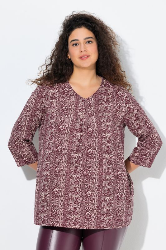 Mixed Pattern Stripe 3/4 Sleeve Tee