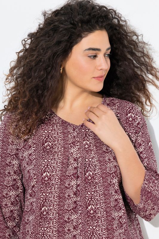 Mixed Pattern Stripe 3/4 Sleeve Tee