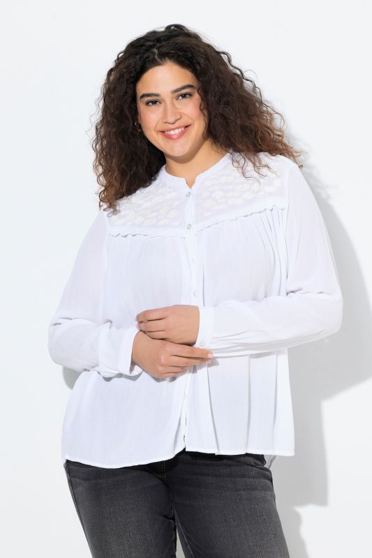 Embroidered Yoke Long Sleeve Blouse