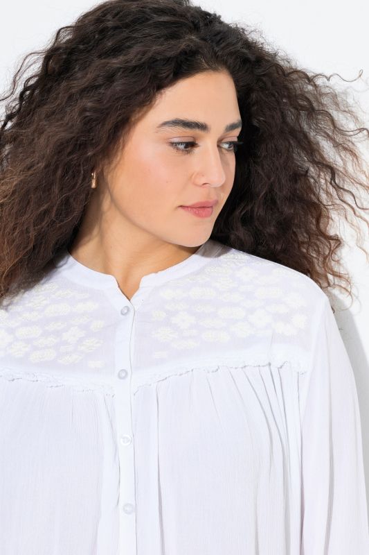 Embroidered Yoke Long Sleeve Blouse