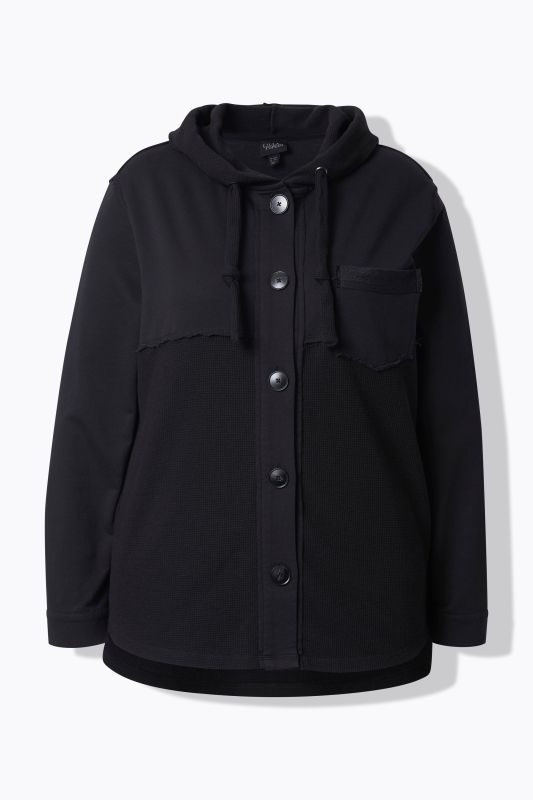Mixed Texture Button Down Sweatshirt