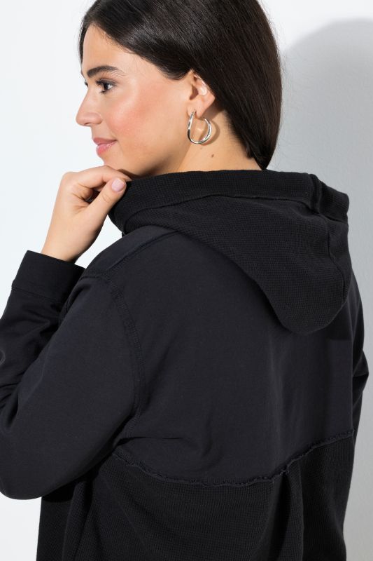 Mixed Texture Button Down Sweatshirt