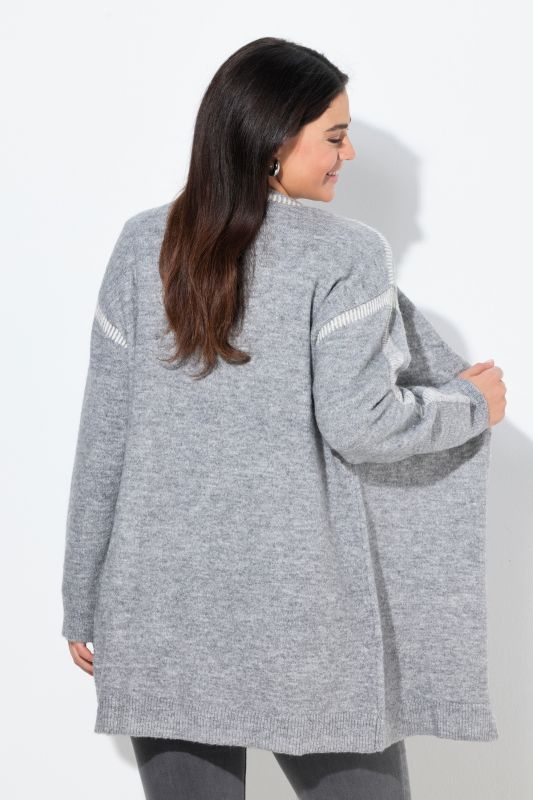 Decorative Seam Open Shape Cardigan