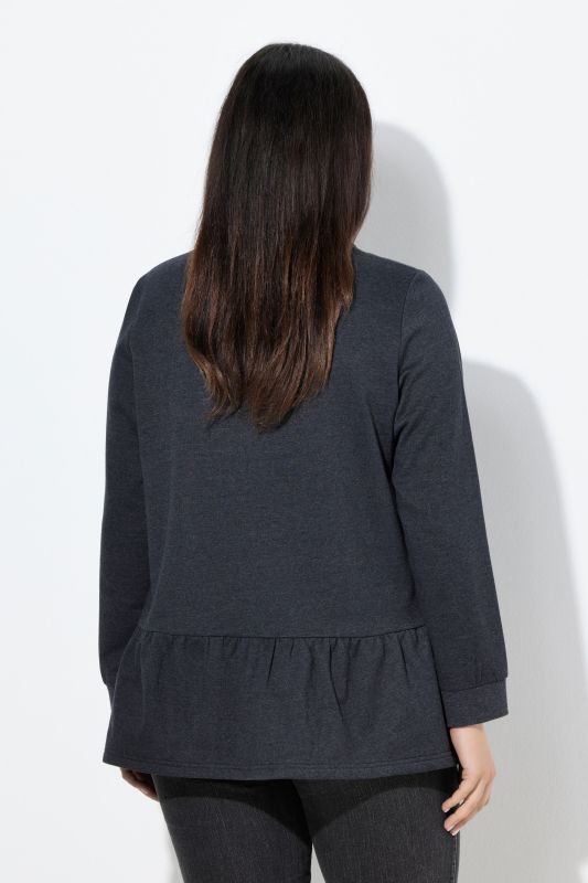 Flounce Hem Long Sleeve Sweatshirt