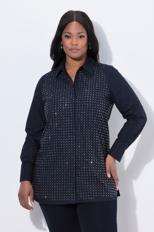 Rhinestone Studded Button Down Blouse