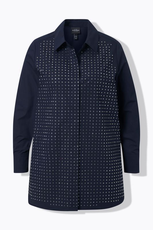 Rhinestone Studded Button Down Blouse