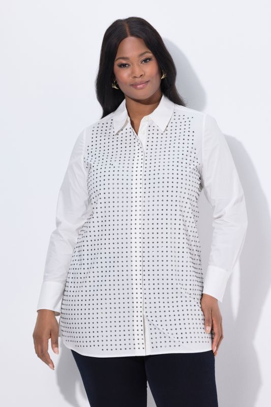 Rhinestone Studded Button Down Blouse