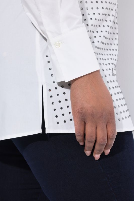 Rhinestone Studded Button Down Blouse