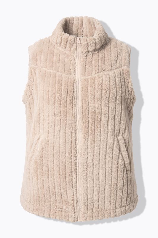 Textured Stripe Teddy Fleece Vest