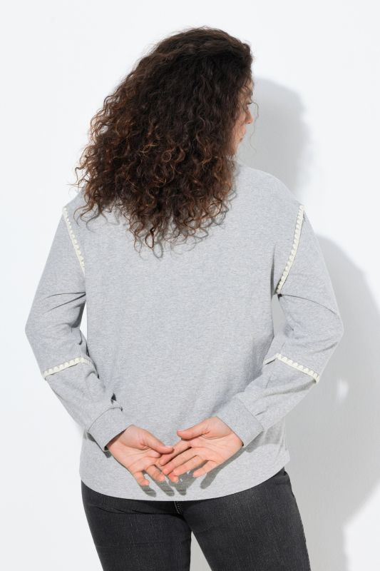 Decorative Seam Long Sleeve V-Neck Sweatshirt