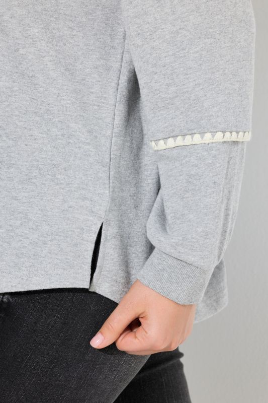 Decorative Seam Long Sleeve V-Neck Sweatshirt