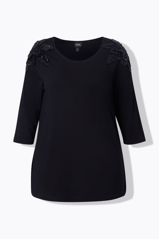 Flower Epaulet 3/4 Sleeve Top