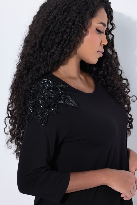 Flower Epaulet 3/4 Sleeve Top