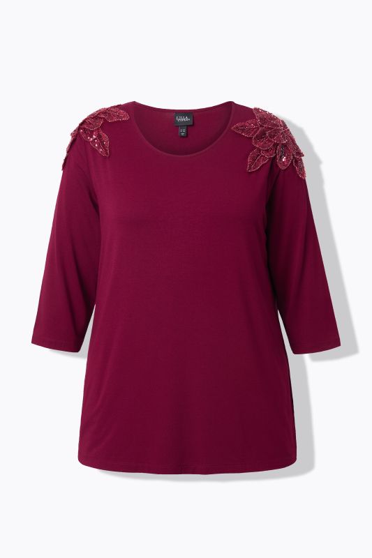 Flower Epaulet 3/4 Sleeve Top