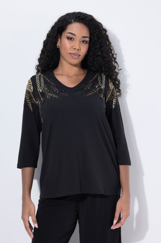Feather Beadwork 3/4 Sleeve Top