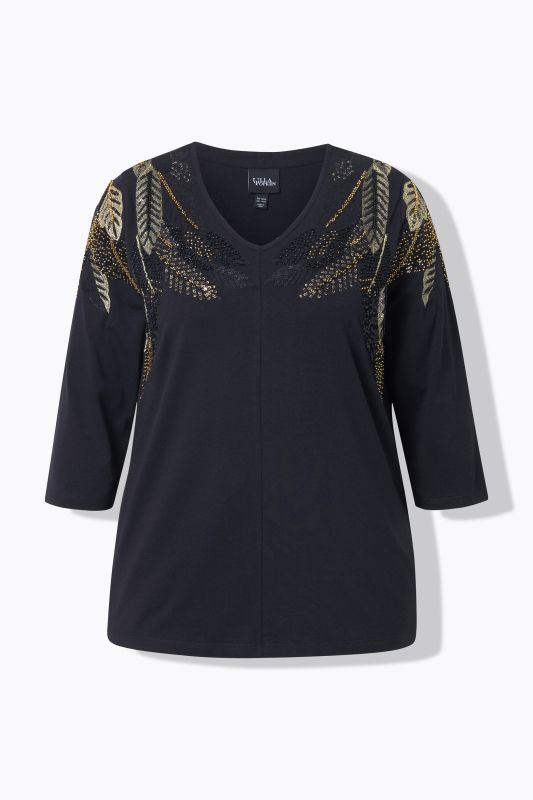 Feather Beadwork 3/4 Sleeve Top