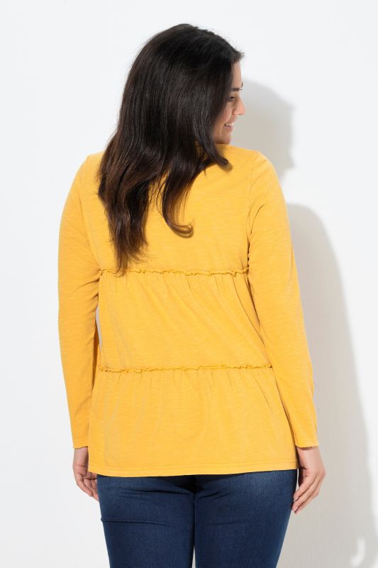 Ruffled Flounce Panel Long Sleeve Tee