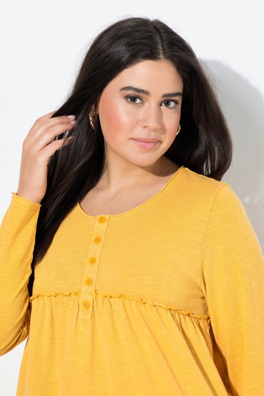 Ruffled Flounce Panel Long Sleeve Tee