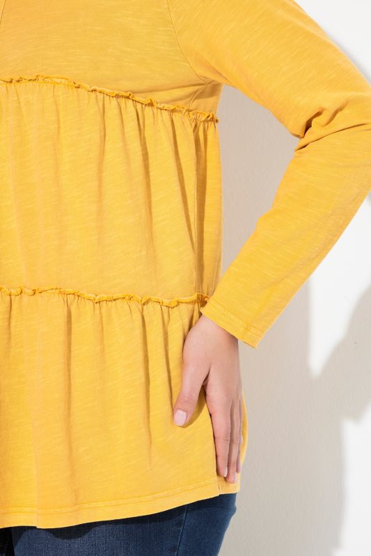 Ruffled Flounce Panel Long Sleeve Tee