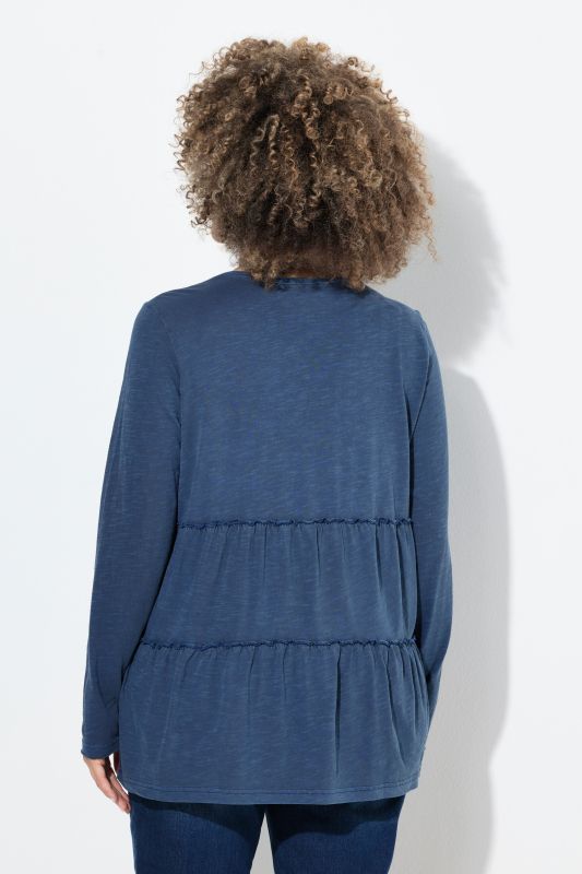 Ruffled Flounce Panel Long Sleeve Tee