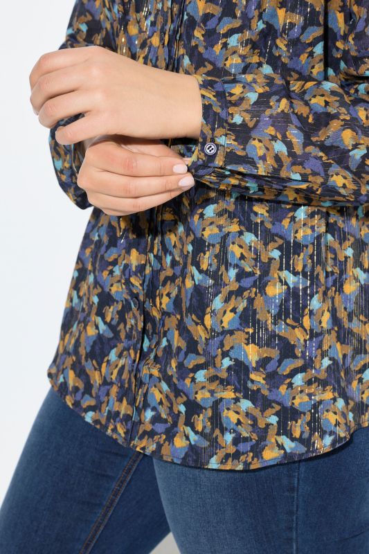Glitter Stripe Allover Printed Long Sleeve Blouse