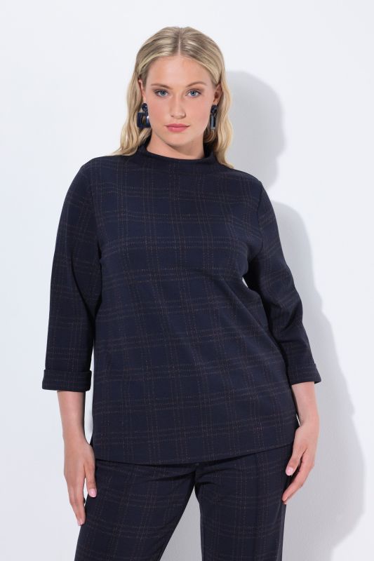 Glitter Check 3/4 Sleeve Sweatshirt