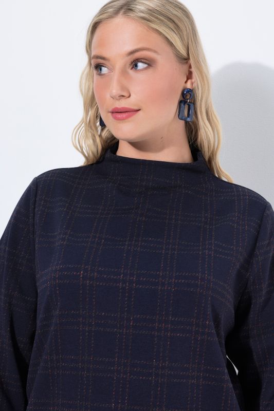 Glitter Check 3/4 Sleeve Sweatshirt