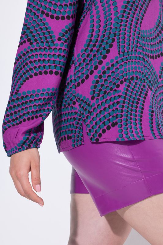 Wave Dot Print Long Sleeve Blouse