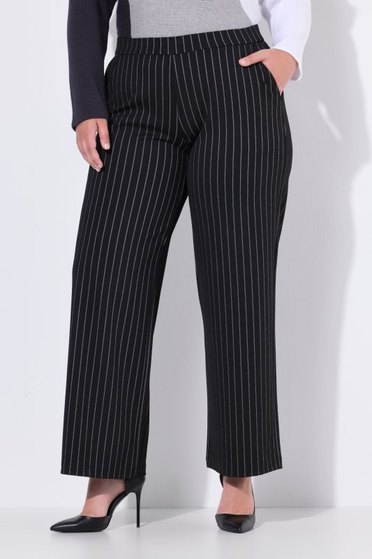 Stretch Fit Elastic Waist Pinstripe Pants