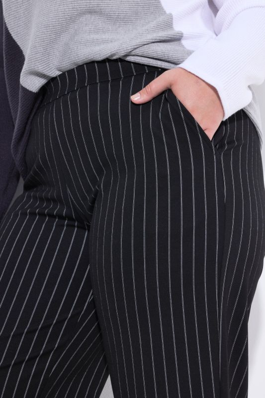 Stretch Fit Elastic Waist Pinstripe Pants