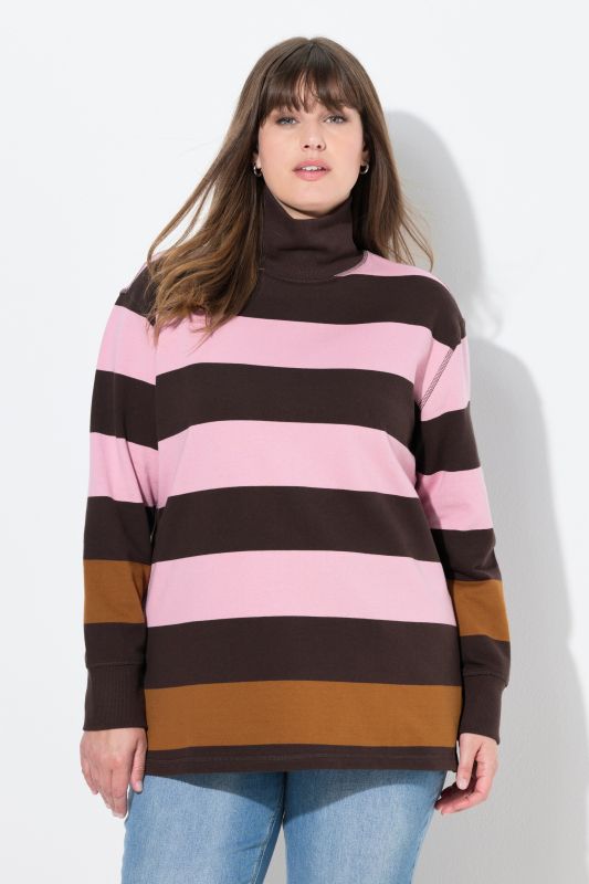 Eco Cotton Striped Turtleneck Sweatshirt