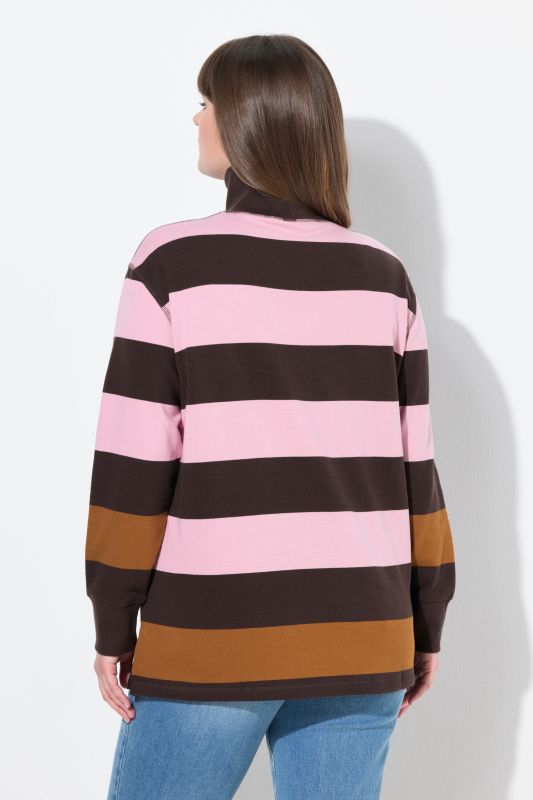 Eco Cotton Striped Turtleneck Sweatshirt