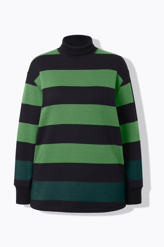 Eco Cotton Striped Turtleneck Sweatshirt