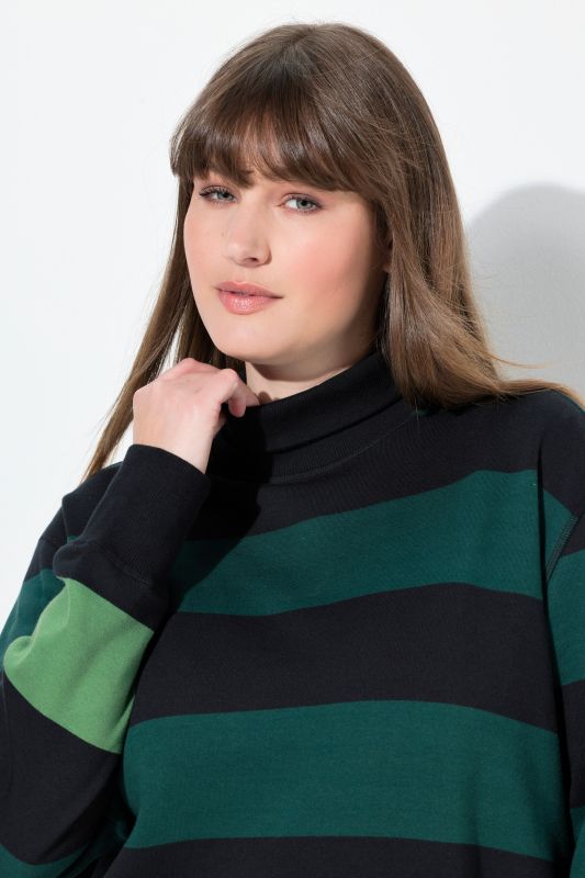 Eco Cotton Striped Turtleneck Sweatshirt