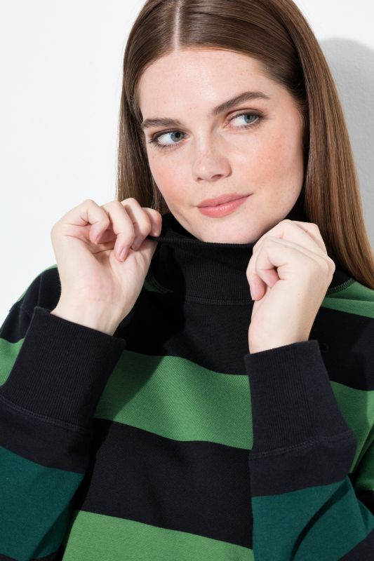 Eco Cotton Striped Turtleneck Sweatshirt