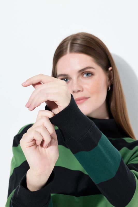 Eco Cotton Striped Turtleneck Sweatshirt