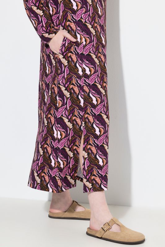 Eco Cotton Leaf Print Sweatshirt Dress
