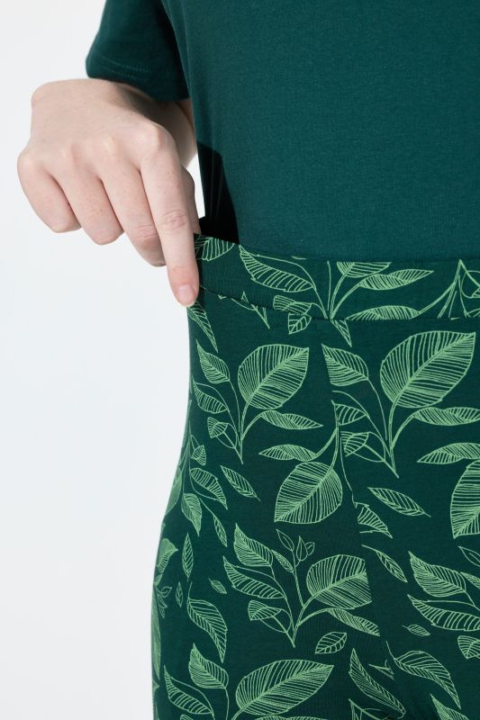 Eco Cotton Leaf Print Stretch Fit Leggings